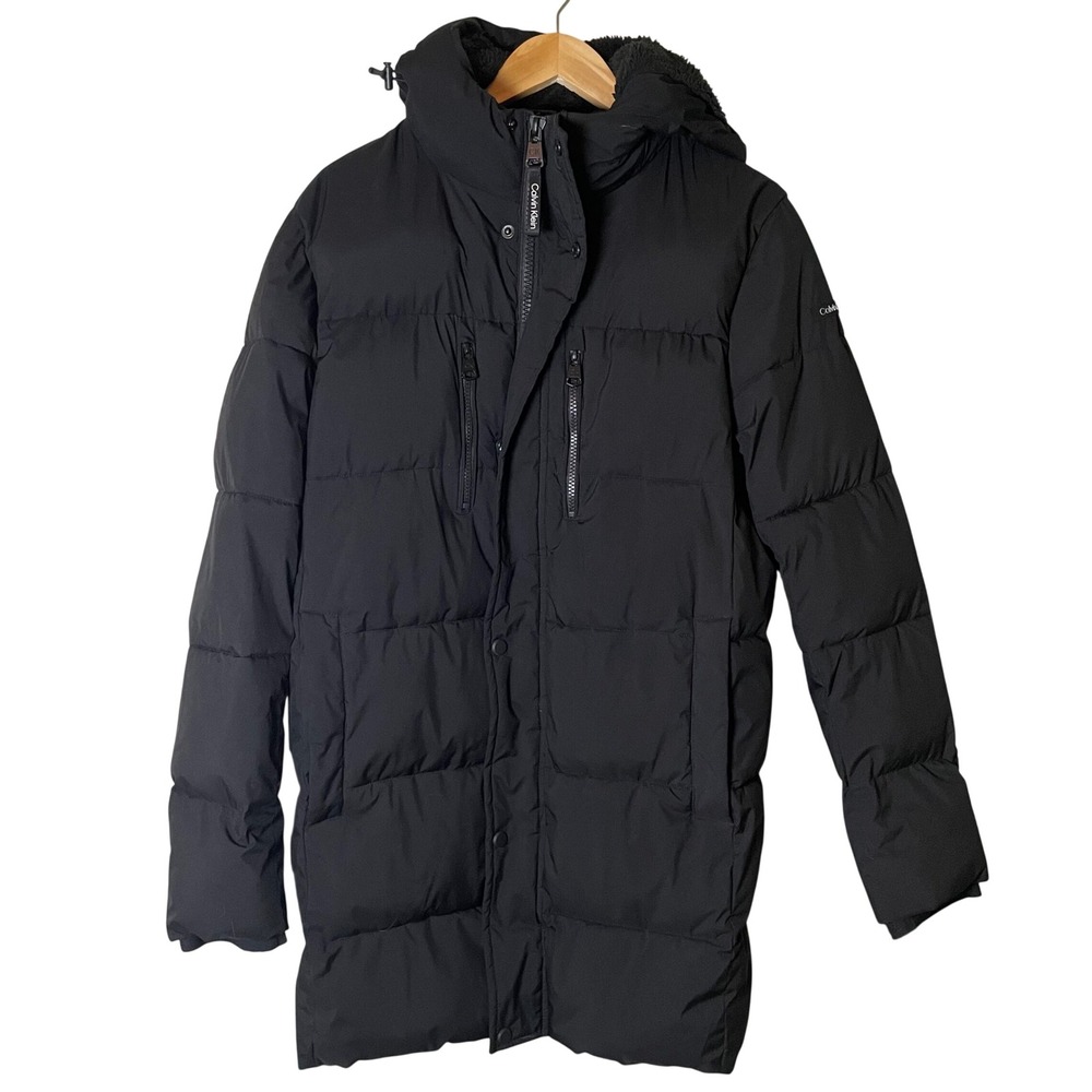 Calvin Klein Womens Black Sorona Aura Insulated Puffer Parka Hooded Jacket M